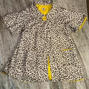 Vintage Virginia Taylor Leopard Print Jacket Yellow Lining Swing Coat USA Small